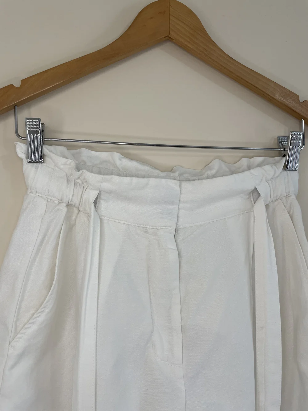 Wilfred Linen White Paperbag Waist Tie Shorts Size 2